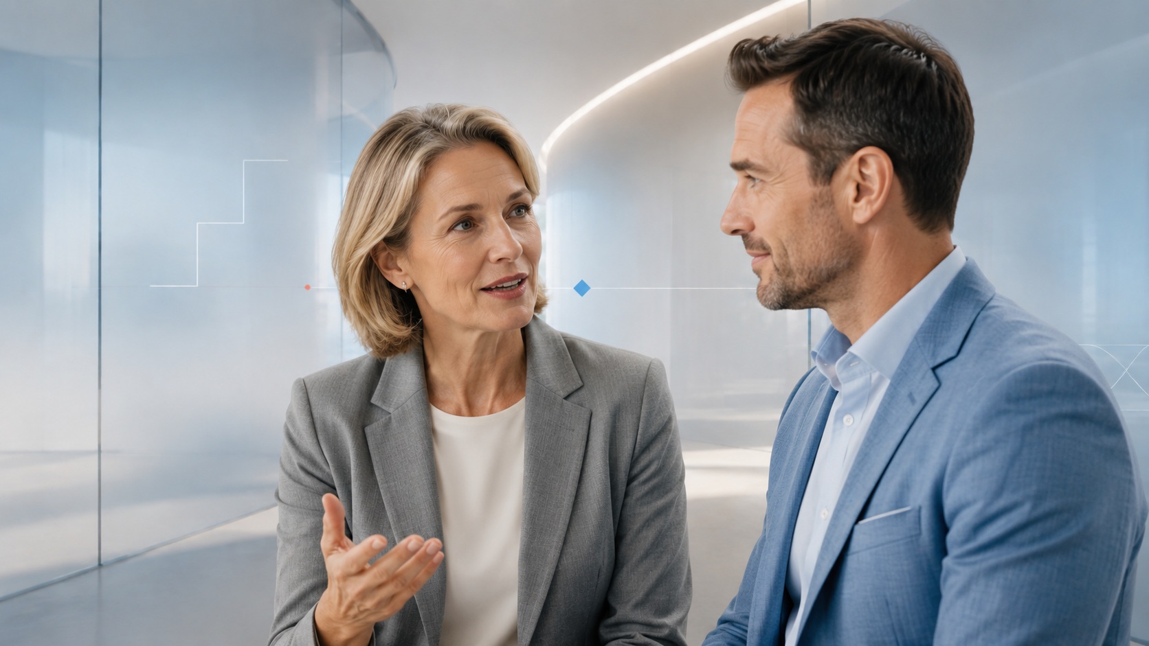 Two technology contract professionals collaborating with an employer's team