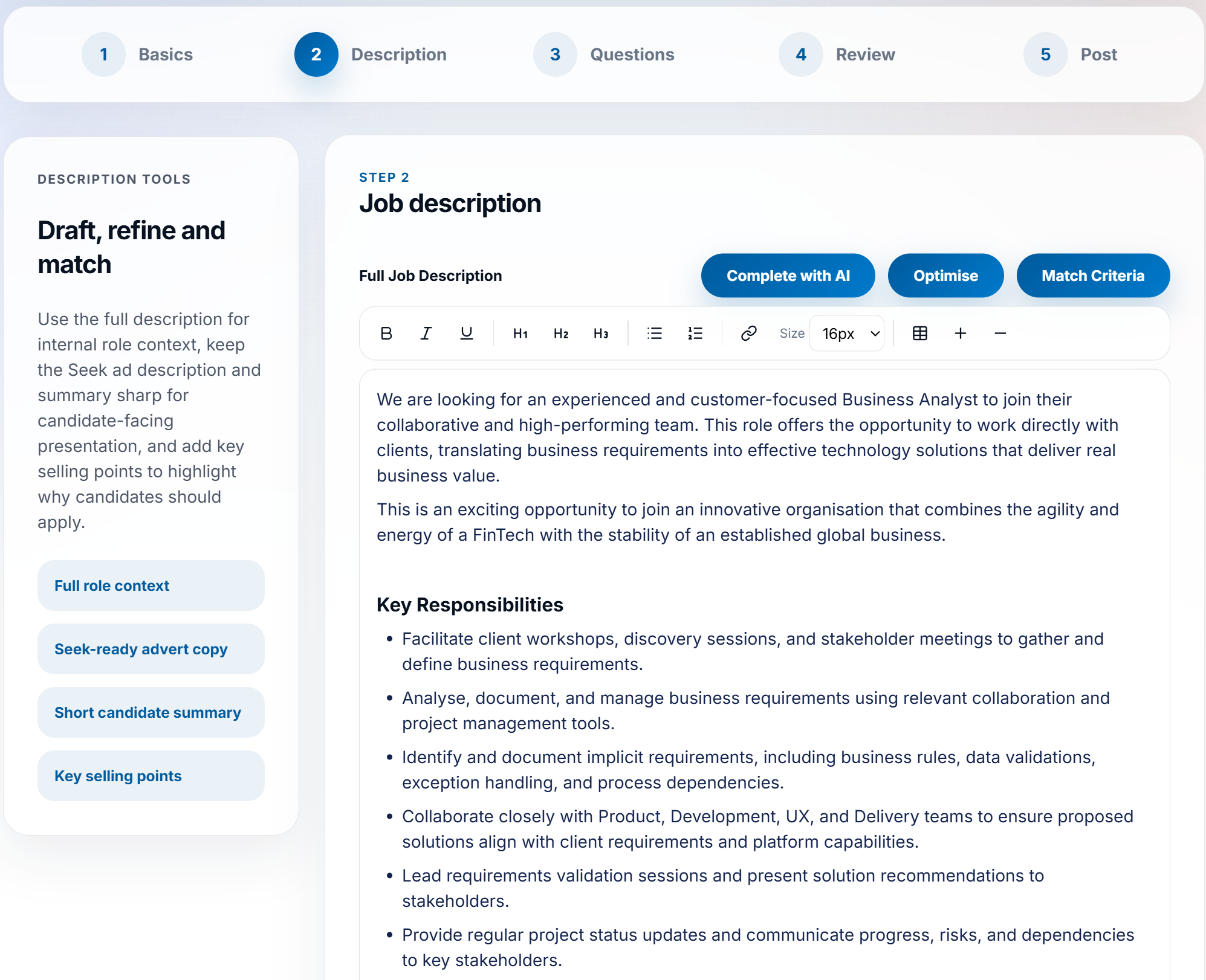 Product Marketing Manager role setup screenshot