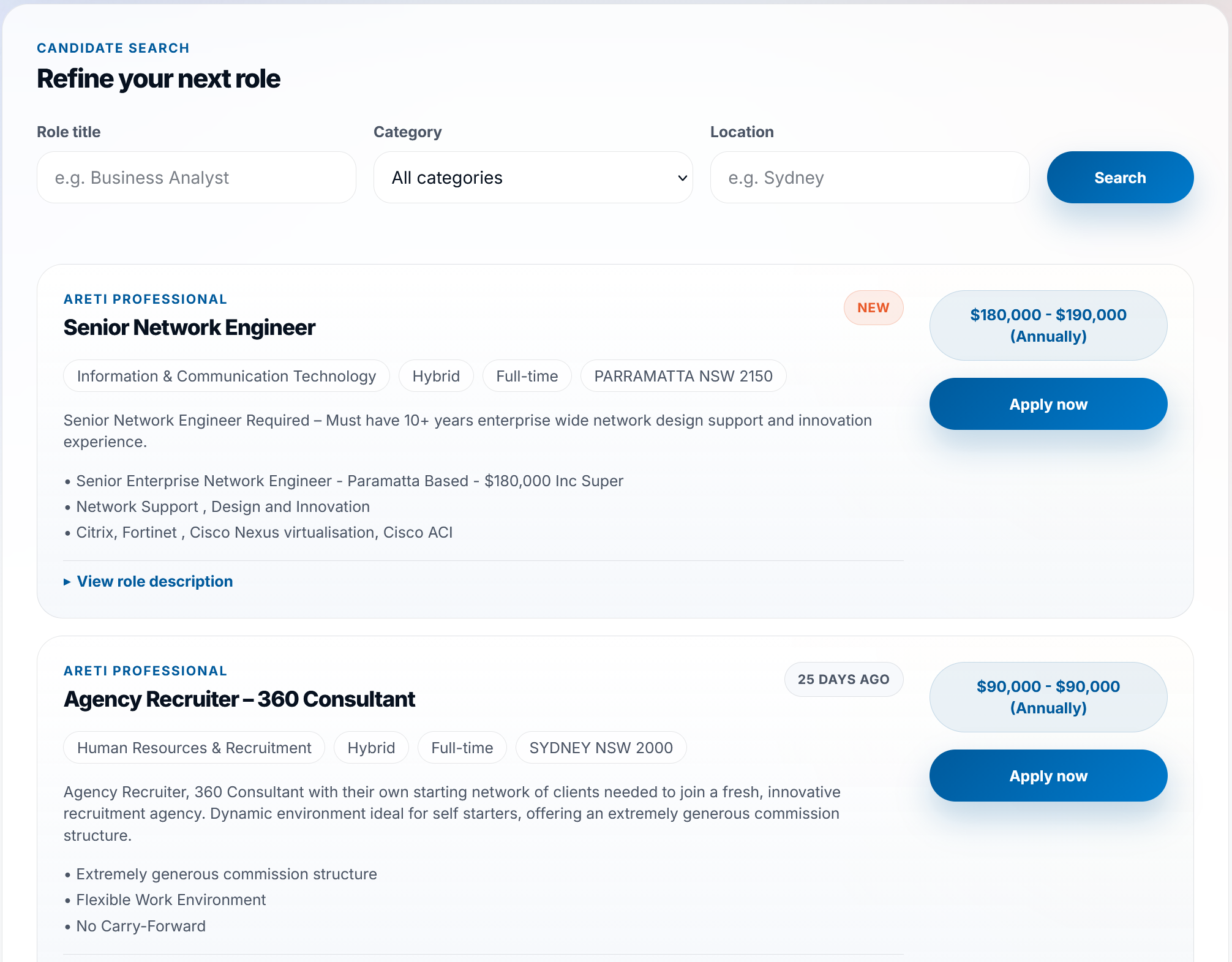 Hiring content screenshot